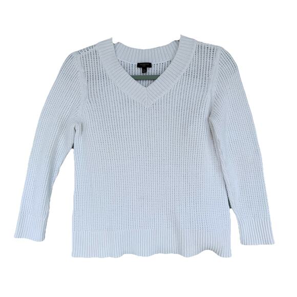 Talbots Womens White Summer V Neck Size Petite M Medium Weight - Picture 1 of 8